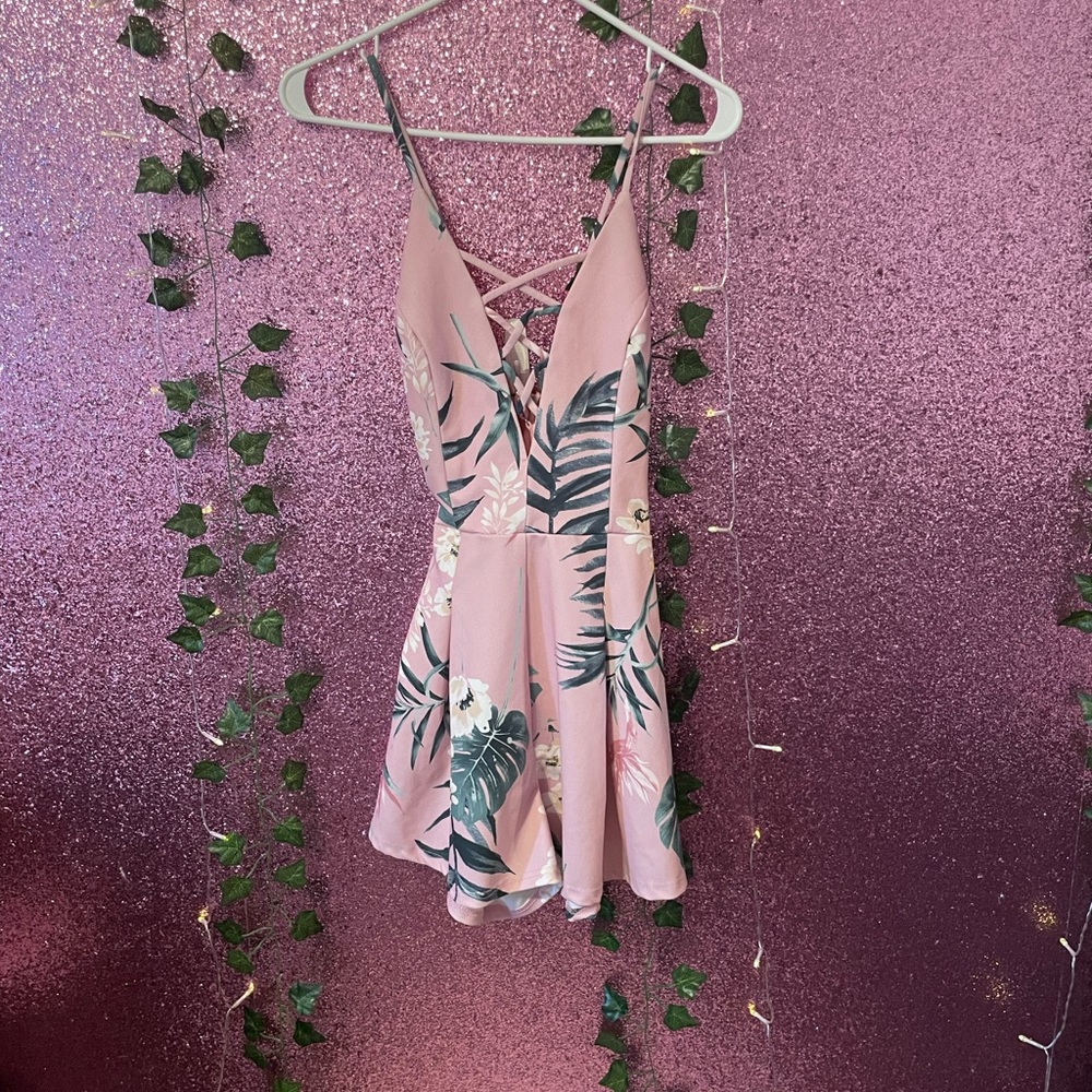 Pink & Green Flower Small Romper